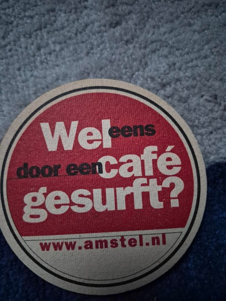 Amstel Bier Viltje - Wel eens door een café gesurft?, Ophalen of Verzenden, Gebruikt, Viltje(s), Amstel