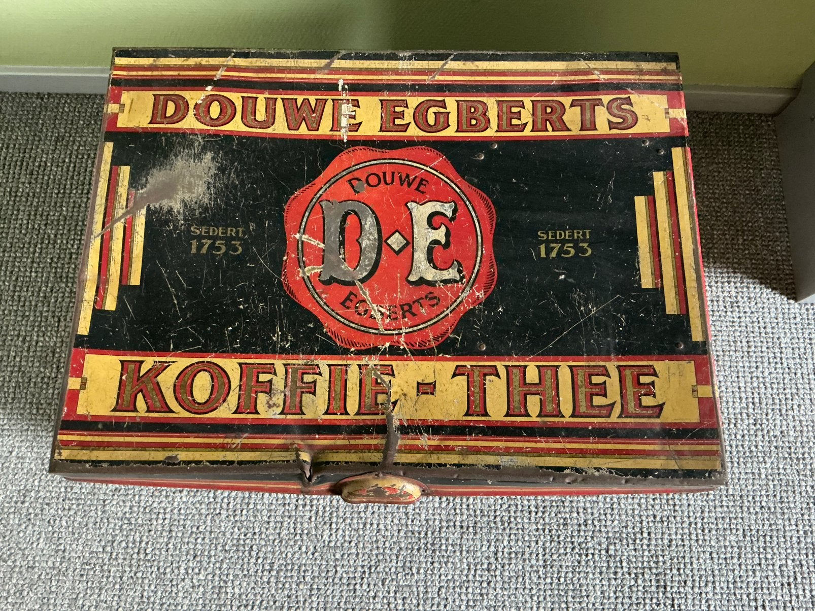 Groot winkelblik Douwe Egberts, Antiek en Kunst, Ophalen