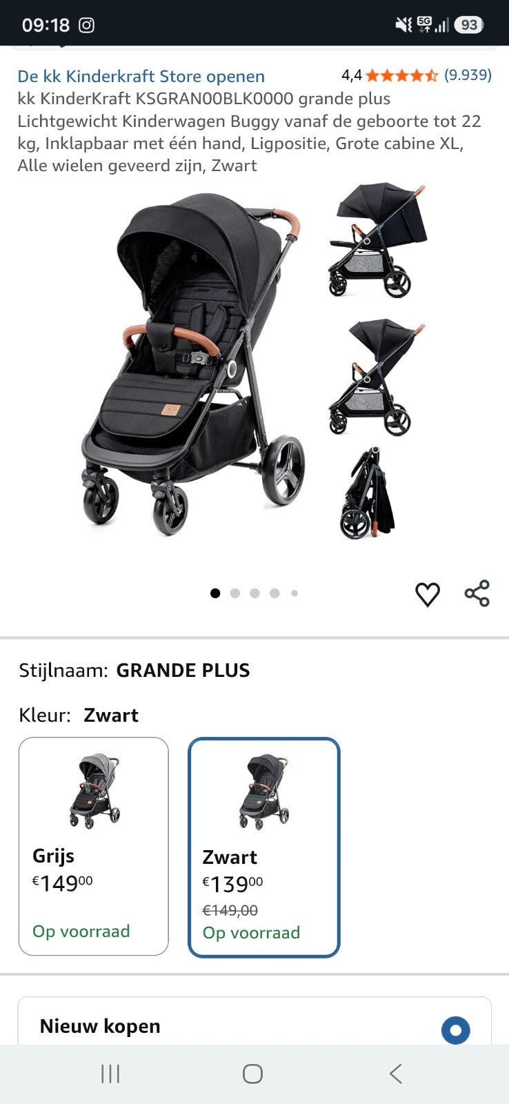 Kinderkraft buggy, Ophalen, Zo goed als nieuw, Overige merken, Verstelbare rugleuning