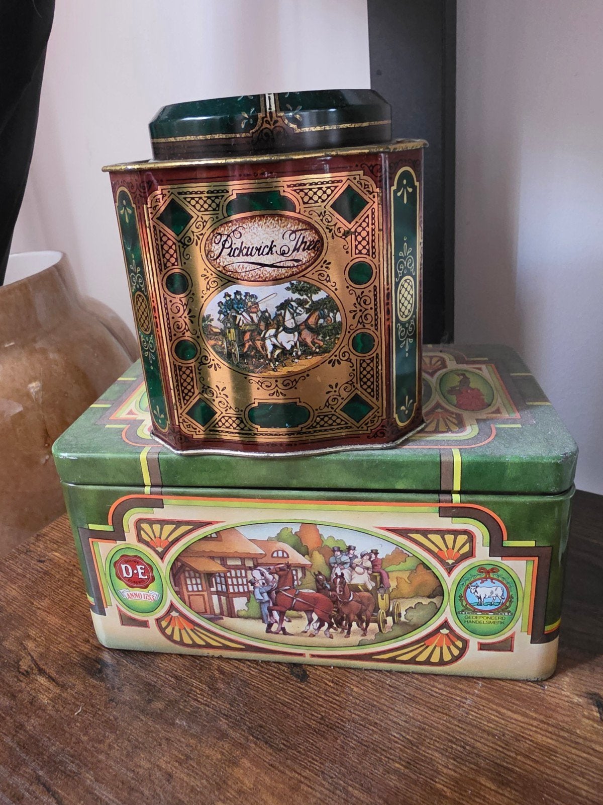 Vintage Pickwick Thee Blikken - Douwe Egberts, Verzamelen, Ophalen of Verzenden, Gebruikt, Thee, Pickwick
