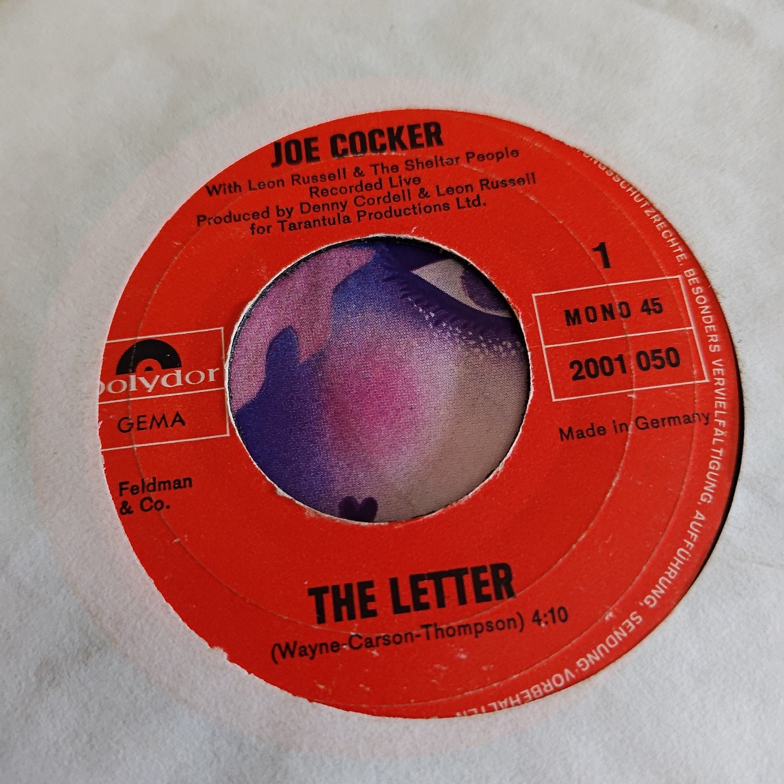 Joe Cocker - The Letter (Polydor, Made in Germany), Cd's en Dvd's, Vinyl Singles, Gebruikt, 7 inch, Ophalen of Verzenden, Pop