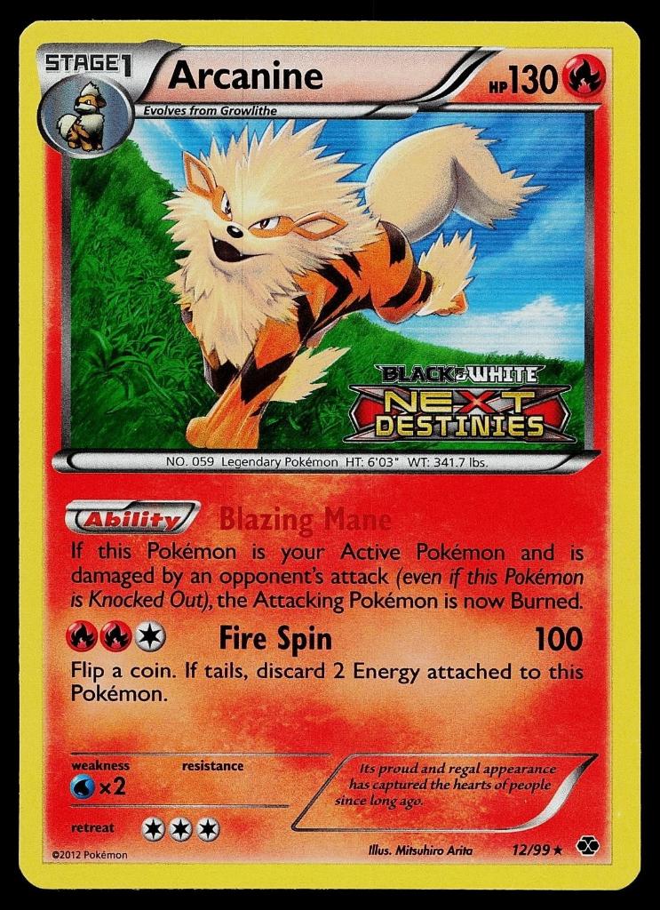 Pokemon next destinies prerelease promo arcanine holo, Ophalen of Verzenden, Zo goed als nieuw, Losse kaart, Foil