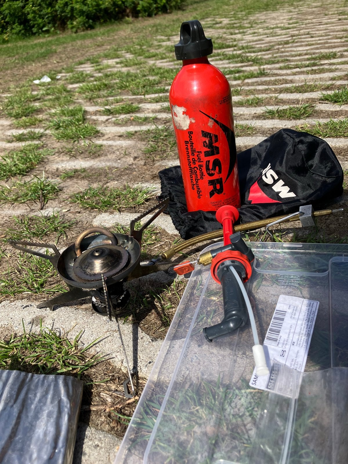 MSR Whisperlite Internationale Benzine Brander met Fles, Ophalen of Verzenden, Gebruikt