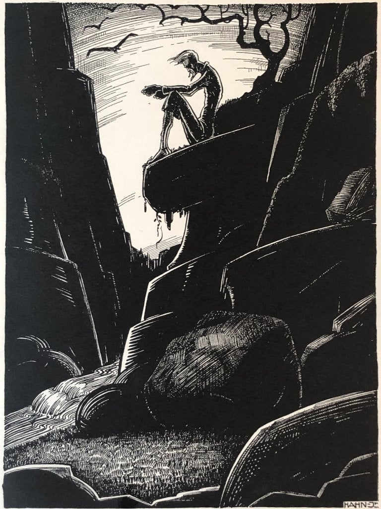 Albert Hahn jr. (1894-1953) Hoogdruk/houtsnede 'Don Quijot d, Ophalen of Verzenden