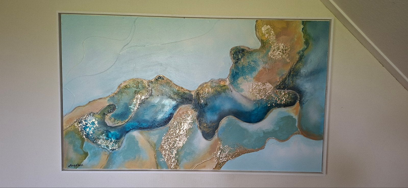 Abstract Schilderij 120x70 cm met Lijst - Eigen Atelier, Ophalen of Verzenden