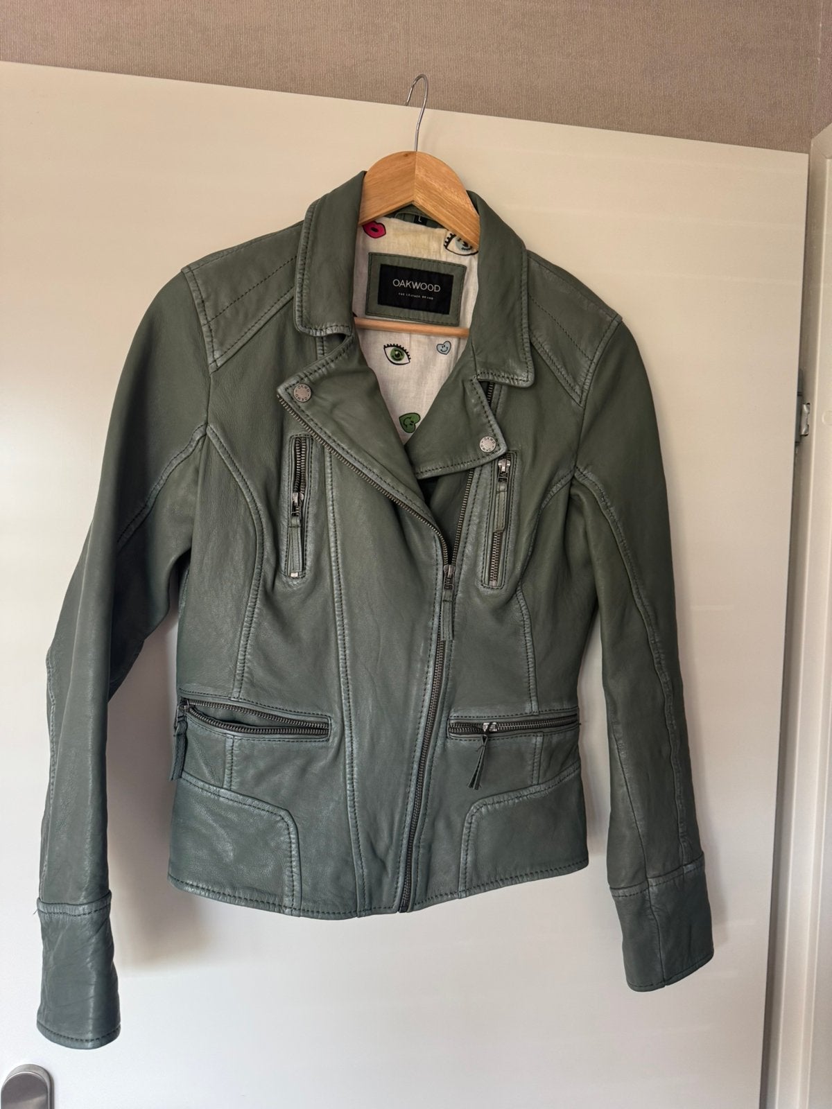 Oakwood leren jas groen maat L zgan, Verzenden, Zo goed als nieuw, Maat 38/40 (M), Groen