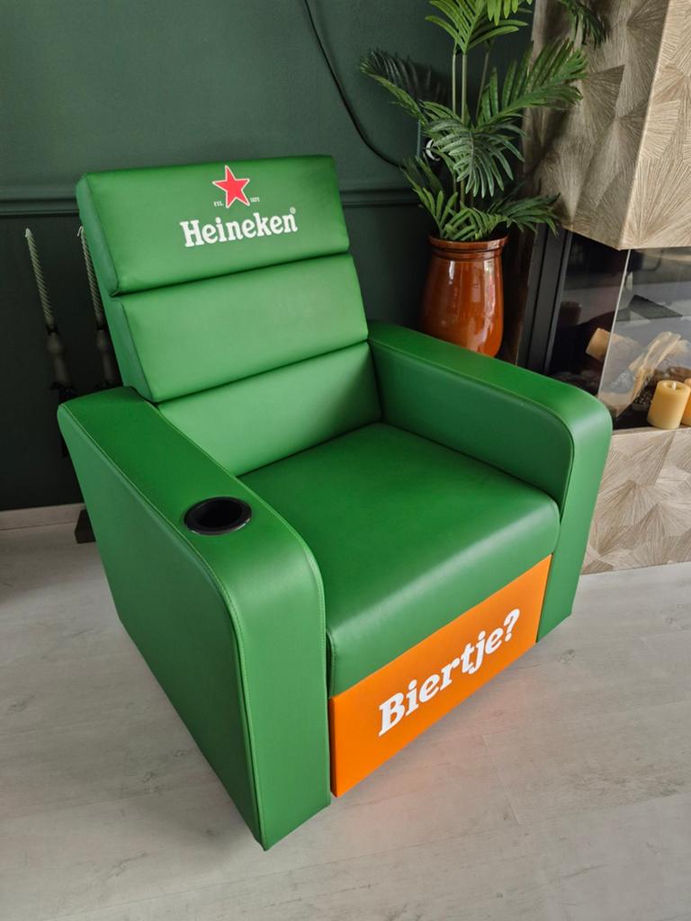 Heineken Stoel met Bier Koelbox - Perfect voor WK!, Ophalen, Kunststof, 75 tot 100 cm, Zo goed als nieuw