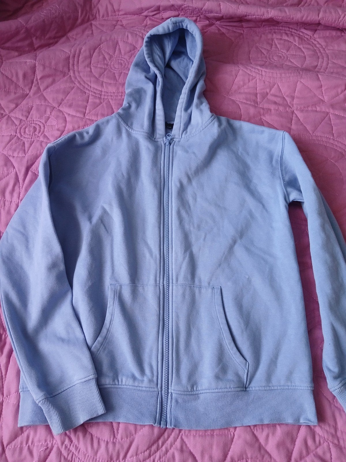 C&A Lichtblauwe Hoodie met Rits - Maat 170 (+14Y/A), Blauw, Ophalen of Verzenden, Maat 36 (S), Gedragen