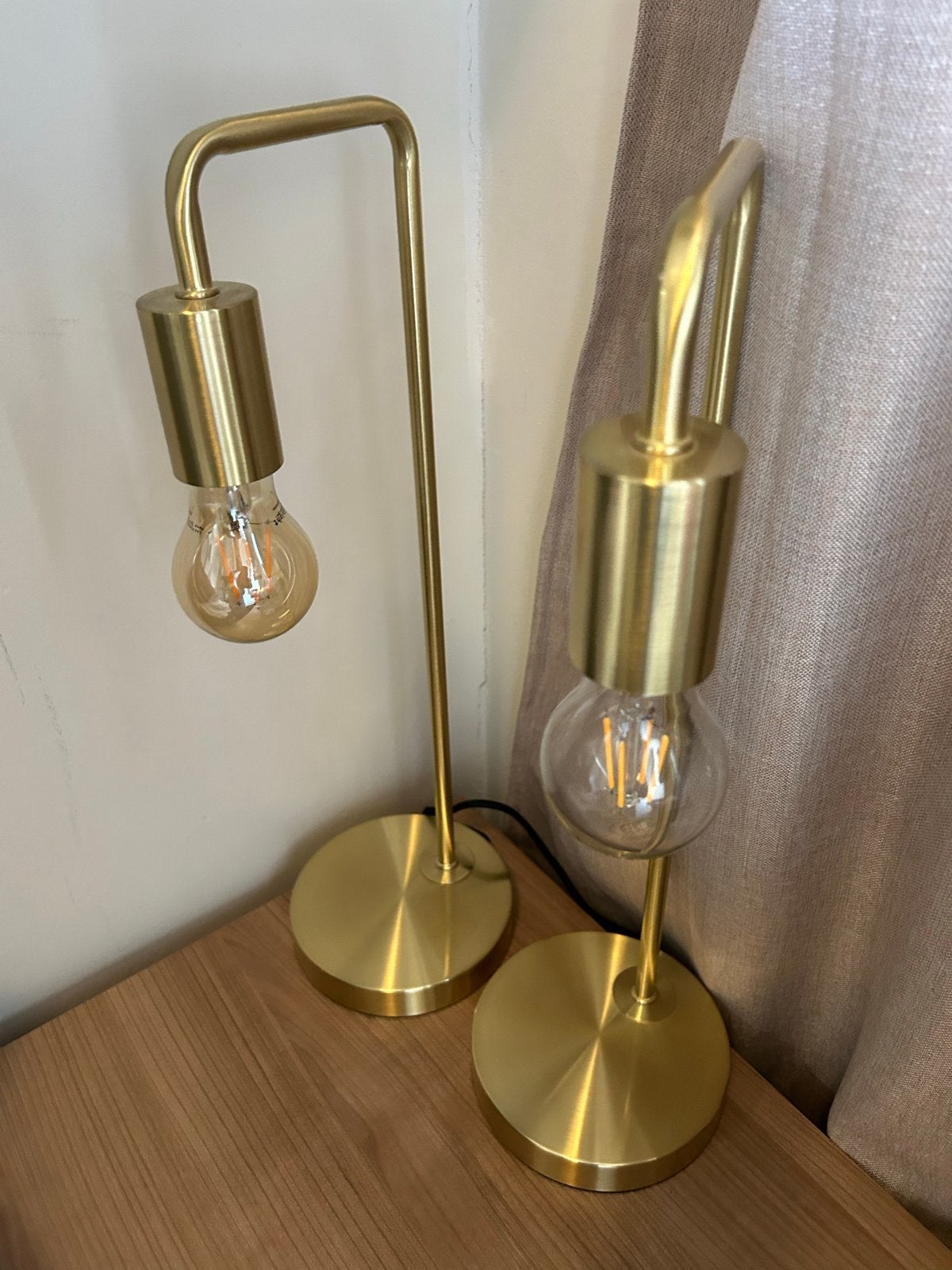 Set van 2 goudkleurige tafellampen in nette staat, Huis en Inrichting, Ophalen, Gebruikt, Goud, Sfeerlamp