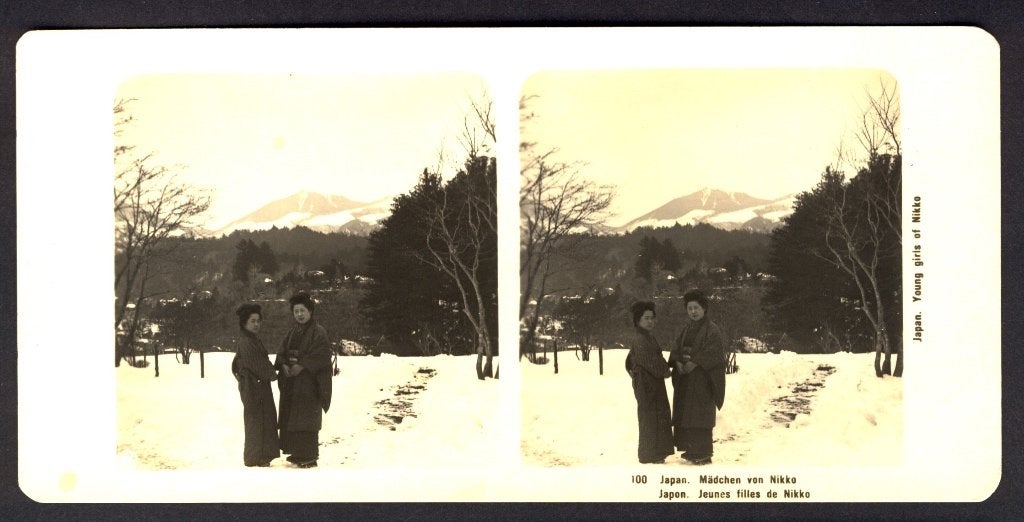 Japan ~ 1900, Stereoview: Meisjes uit Nikko, Gebruikt, Foto, Voor 1940, Buitenland