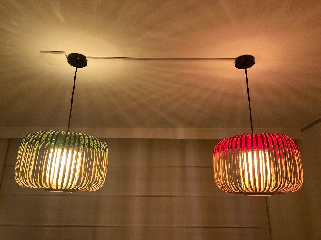 Lampen hanglampen bamboe, Huis en Inrichting, Ophalen, Zo goed als nieuw, Hout
