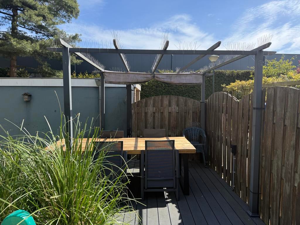 Aluminium pergola 300x300cm met harmonica schaduwdoek, Ophalen, Gebruikt, Veranda