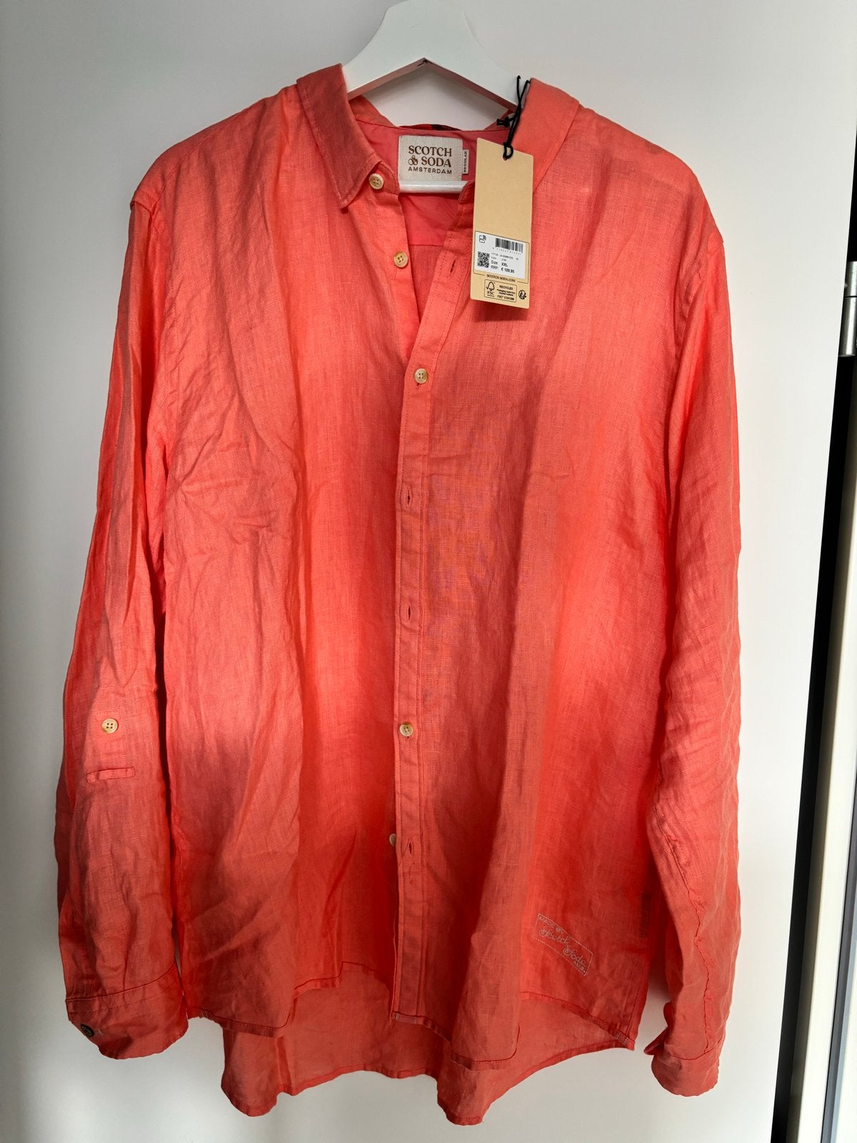 Scotch & Soda Linnen overhemd  XXL- Nieuw met kaartjes, Ophalen of Verzenden, Nieuw, Oranje, Overige halswijdtes
