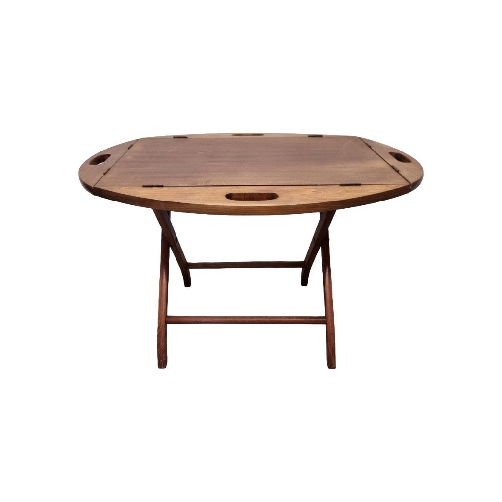 Vintage mahonie salontafel met dienblad, jaren 70, Ophalen, Gebruikt, Ovaal, Hout