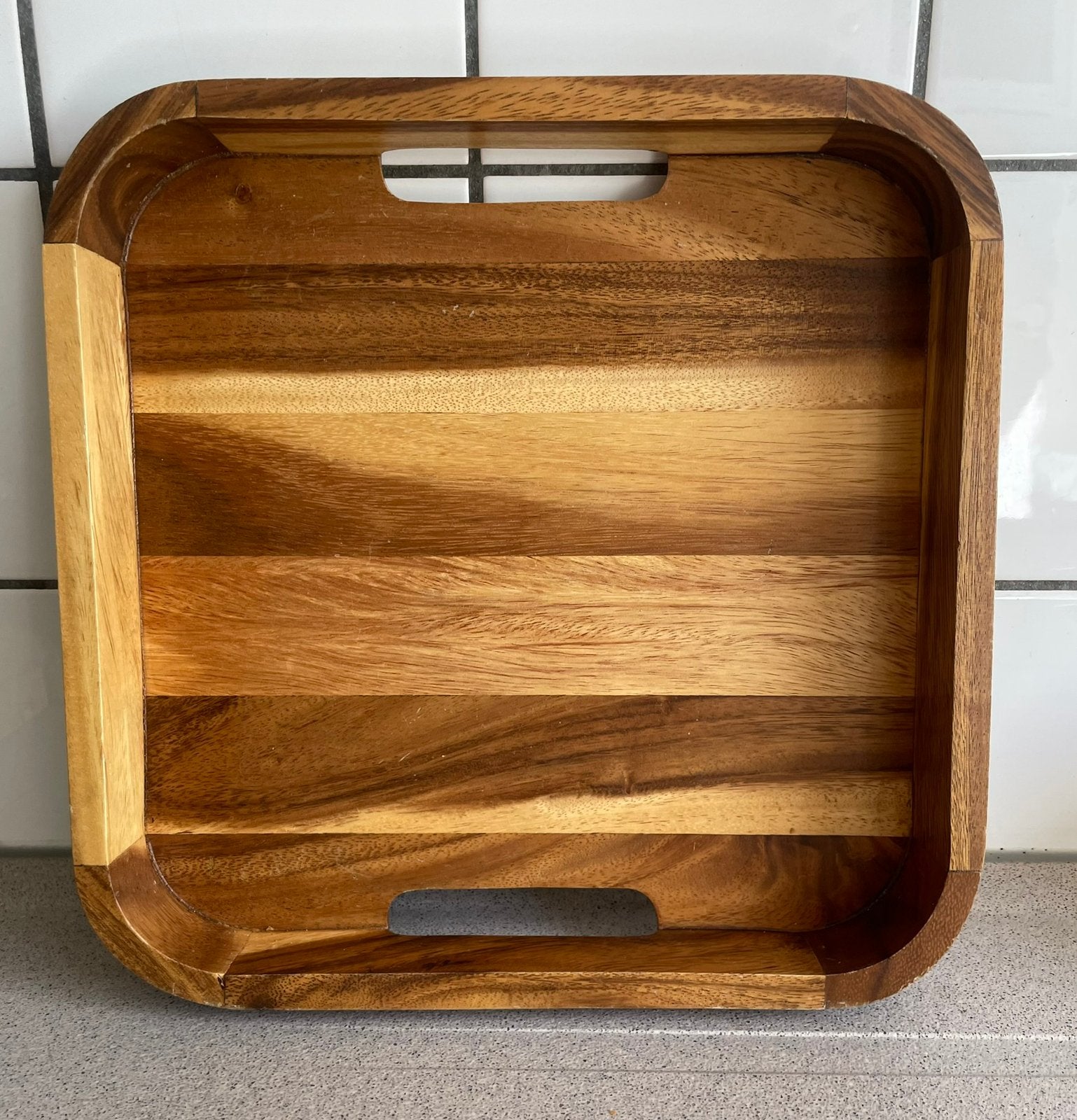 Kinta prachtig acacia houten dienblad, Huis en Inrichting, Ophalen of Verzenden, Zo goed als nieuw, Rechthoekig, Hout