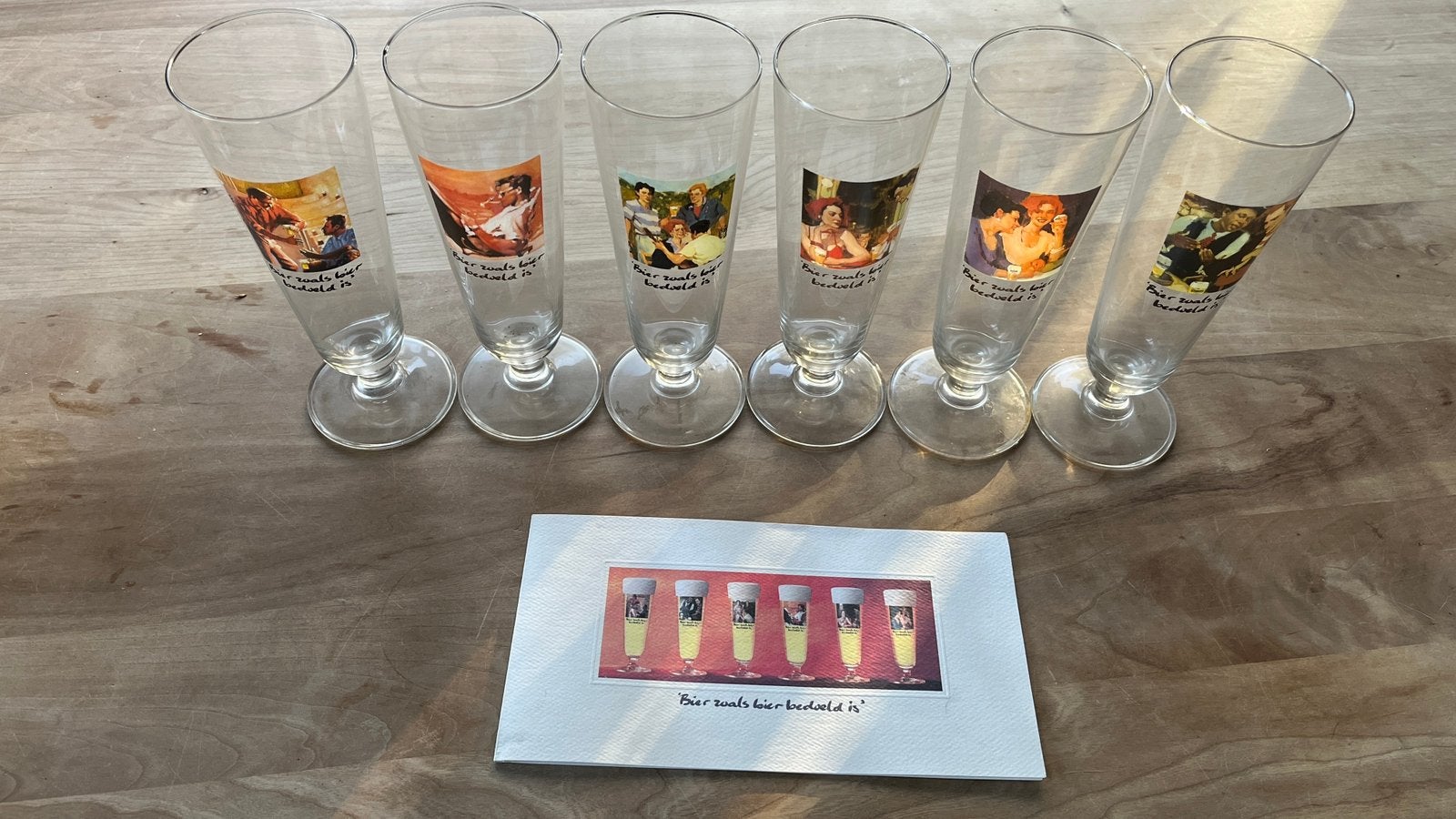 Te koop: twee sets bierglazen., Ophalen of Verzenden, Nieuw, Glas of Glazen