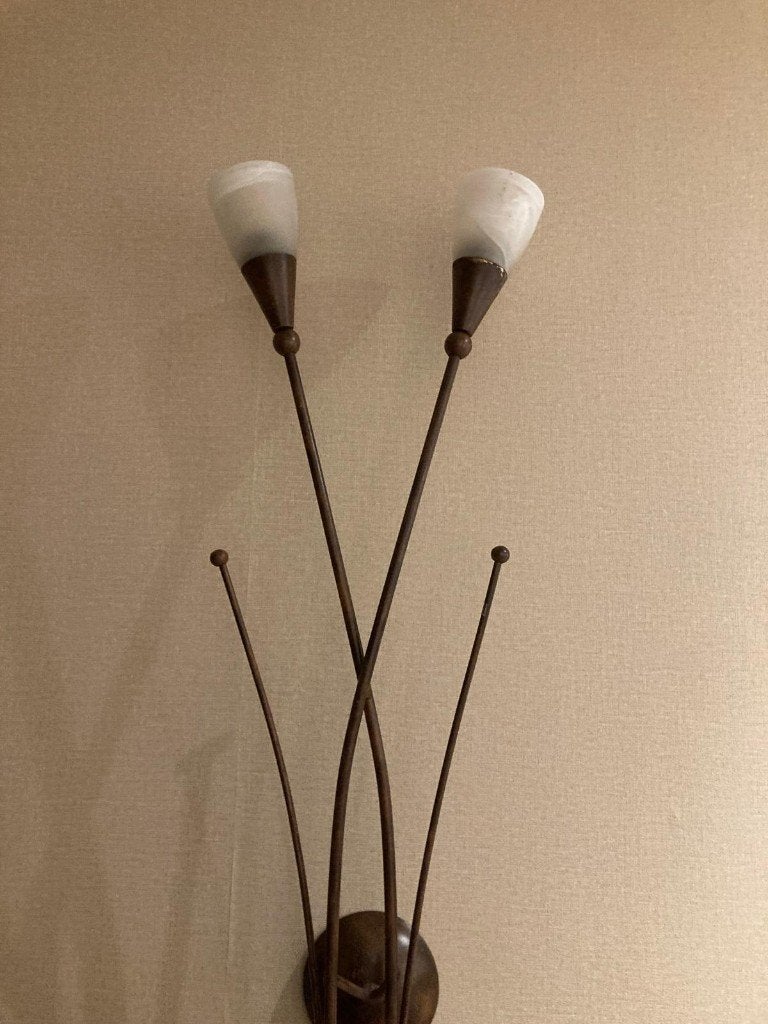 Sierlijke wandlamp met 2 kappen Edilson Pierre, E14 (klein), Ophalen of Verzenden, Zo goed als nieuw, Wandlamp