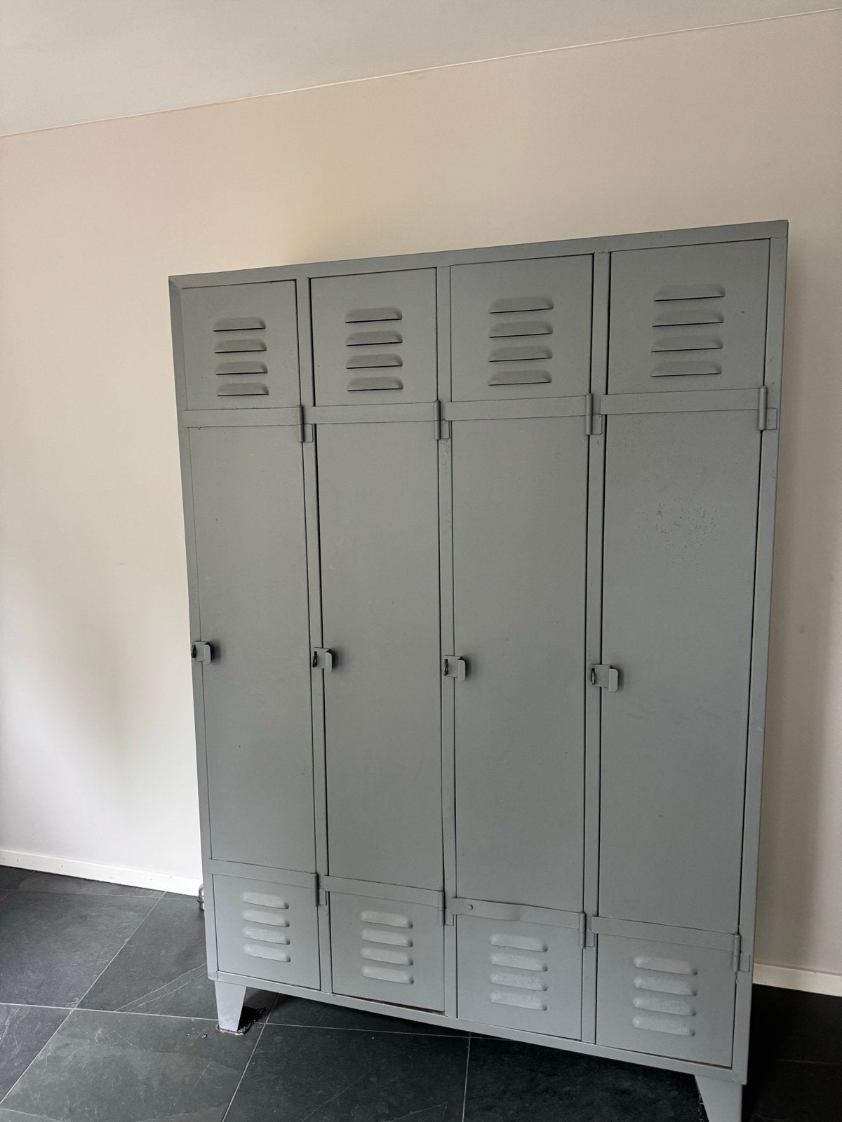Vintage metalen locker kast - grijs, Ophalen, Gebruikt, Vintage lockerkast