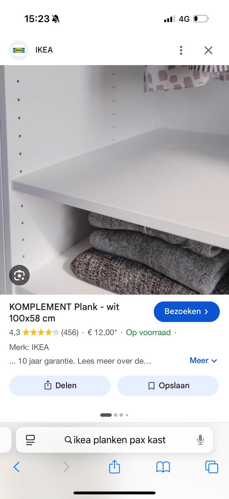 Pax kast plank komplement, Ophalen, Zo goed als nieuw, Stapelbed, Eenpersoons