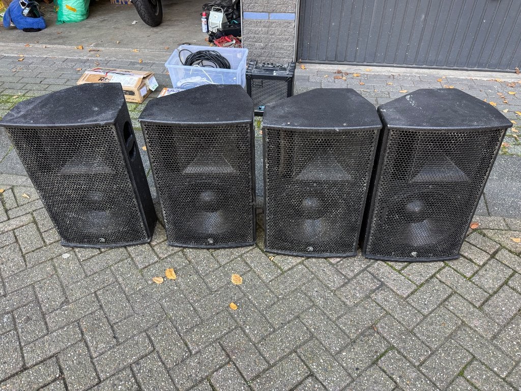 Complete PA geluidsinstallatie – 4 speakers, Ophalen, Gebruikt, Minder dan 500 watt