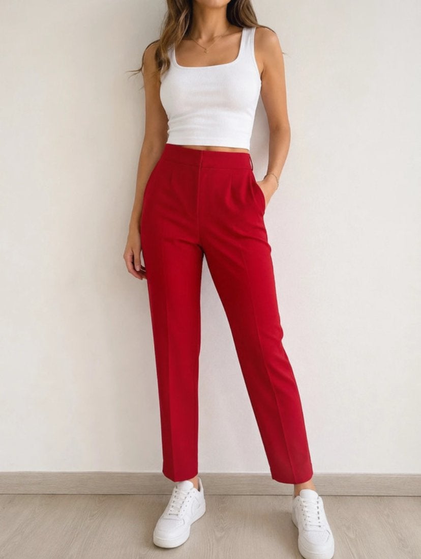 ZARA Rode Broek Maat 34 (XS) - Zo goed als nieuw, Verzenden, Zo goed als nieuw, Maat 34 (XS) of kleiner, Lang