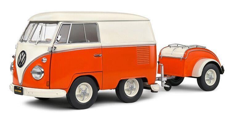VW T1 Kool Kombi + aanhanger '50, oranje - 1:18 - Solido, Solido, Solido, Rue de L' Ecusson 2, 56120 Josselin France, Nieuw