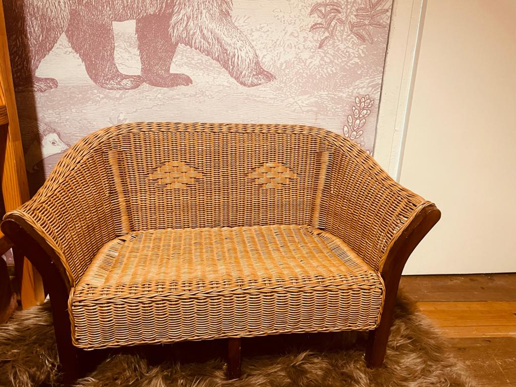 Rotan kinderstoel en bankje - Vintage, Ophalen of Verzenden
