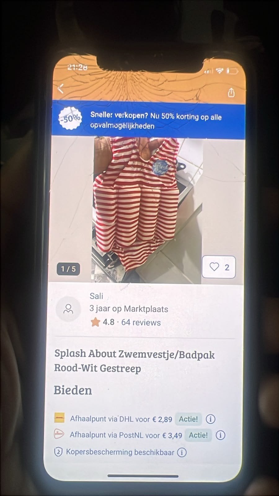 Splash About Zwemvestje/Badpak Rood-Wit Gestreep, Kinderen en Baby's, Gebruikt, Jongetje of Meisje, Badpak, Overige maten