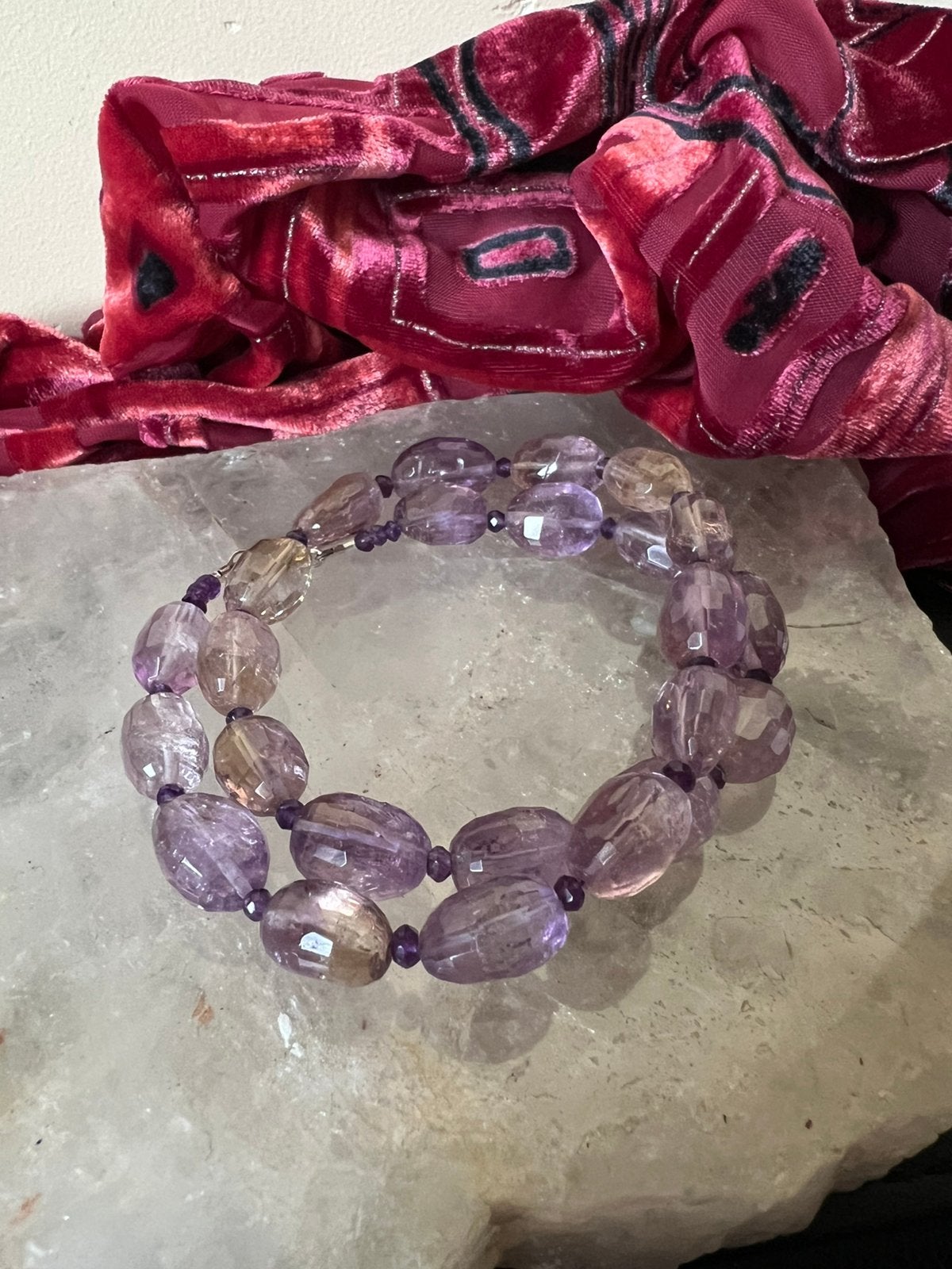 Ametrien amethist citrien beschermt geluk welvaart uniek, Sieraden, Tassen en Uiterlijk, Kettingen, Paars, Nieuw, Verstelbaar