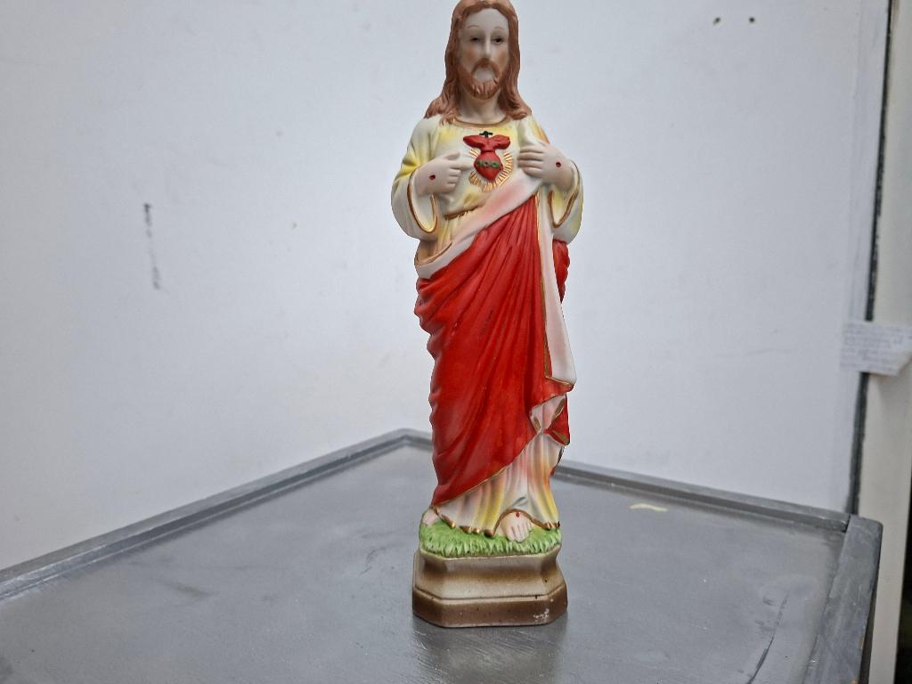 oud mooi vintage porselein heilig hart jezus beeld, Antiek en Kunst, Ophalen of Verzenden