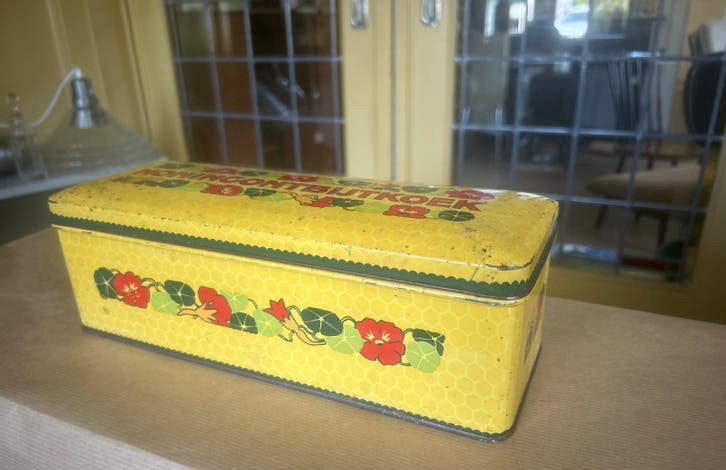 Vintage Honingontbijtkoek blik Verkade Zaandam, Ophalen of Verzenden