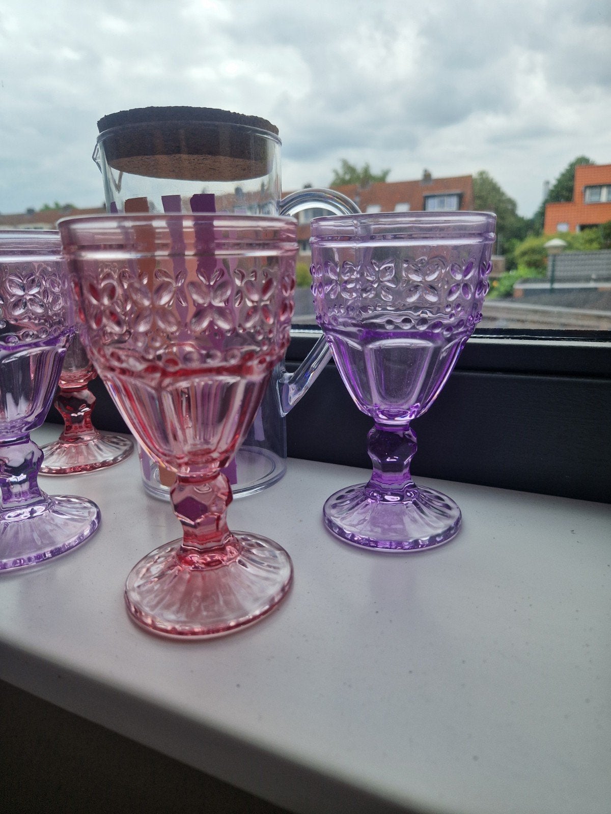 Set van 4 glazen en een limonadekan. Zo goed als nieuw., Ophalen, Zo goed als nieuw, Overige typen