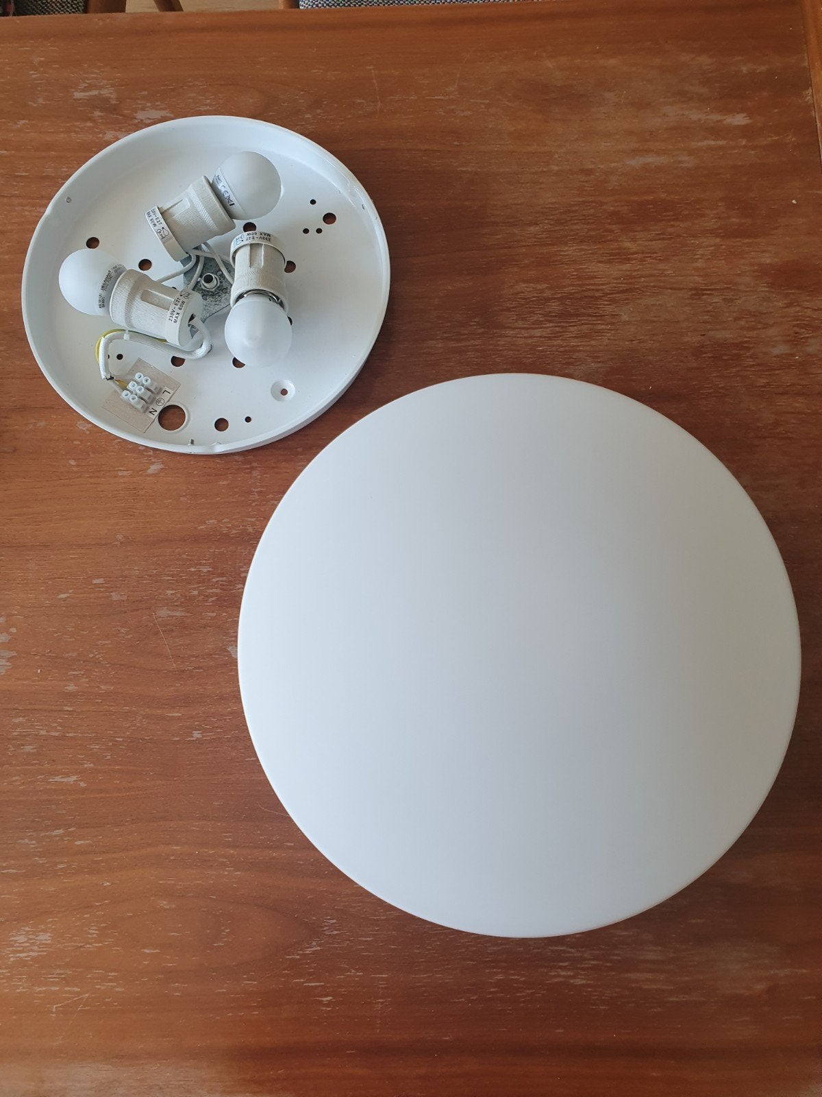 Witte plafonnière 35 cm, Ophalen, E27 (groot), Plafondlamp, 35 cm