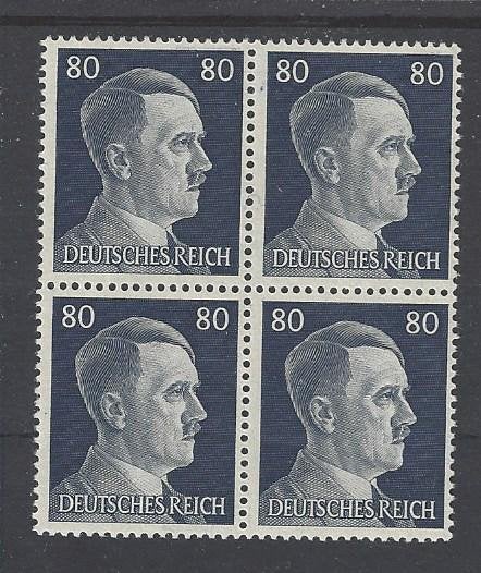 Historie Duitse Rijk, postzegels Adolf Hitler in blok van 4, Verzamelen, Militaria | Tweede Wereldoorlog, Verzenden, Overige soorten