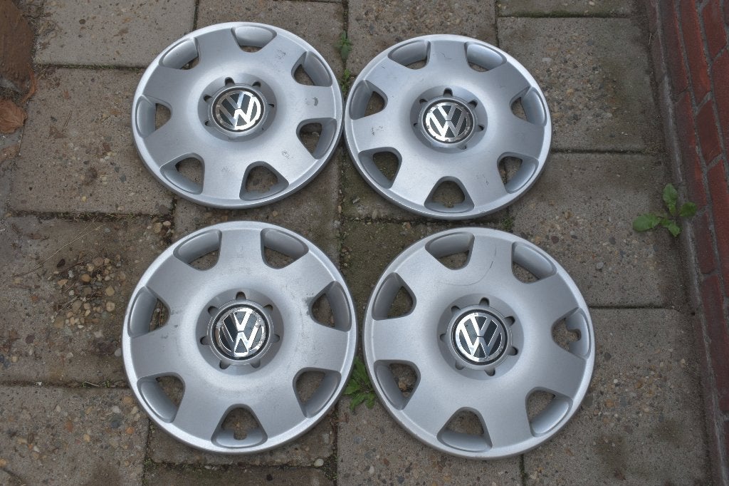 Set van 4 originele wieldoppen Volkswagen Polo 14 inch (M 1), Auto diversen, Wieldoppen, Ophalen of Verzenden, Gebruikt