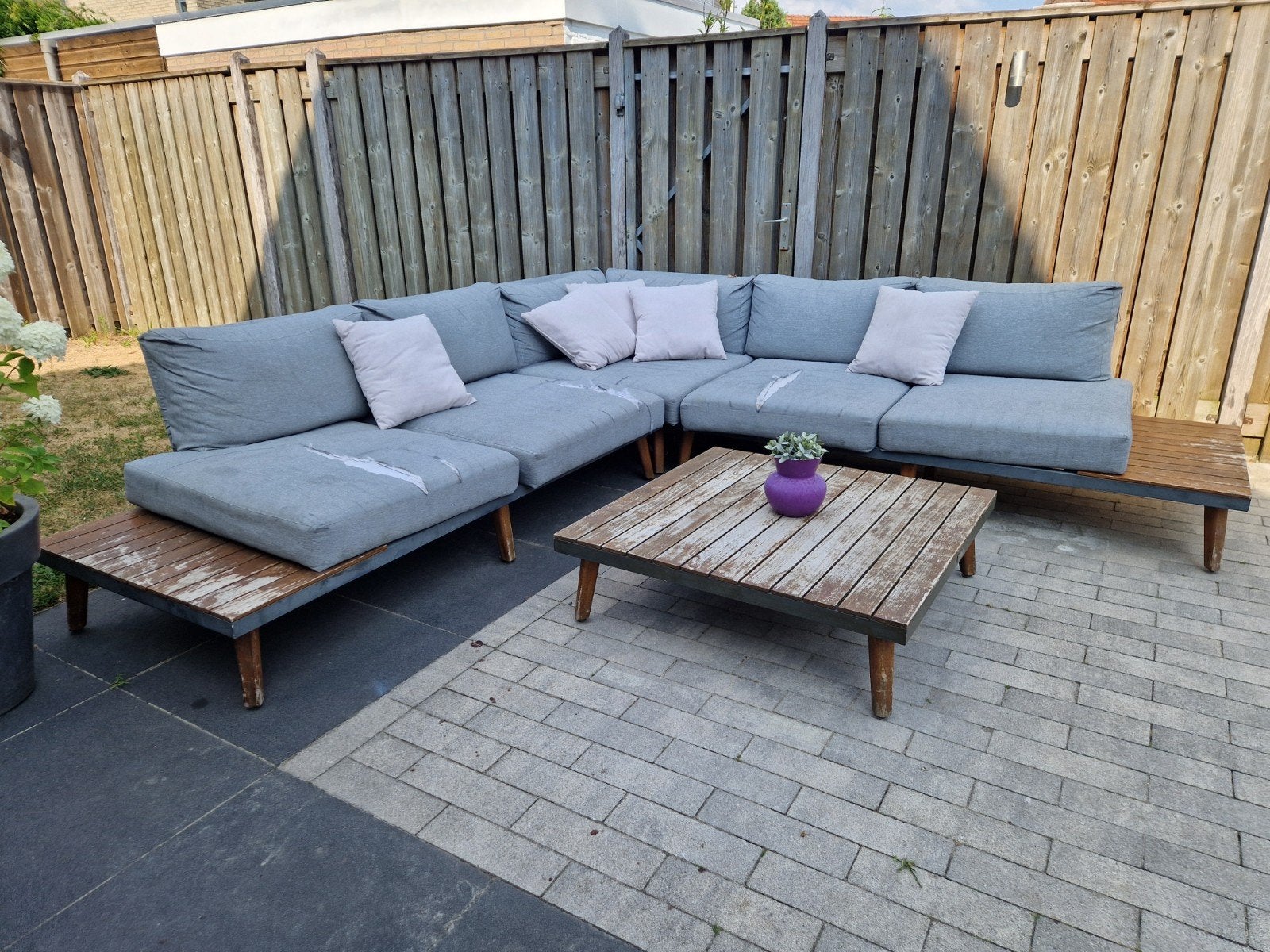 Gratis loungeset met salontafel opknapper, Ophalen, 5 zitplaatsen, Gebruikt, Loungeset
