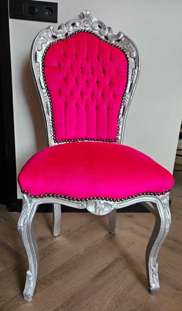 Prinsessenstoel - Roze met zilveren frame, Ophalen