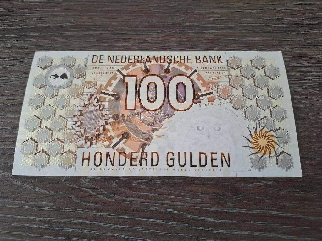 UNC biljet 100 gulden Steenuil, 1992, Ophalen of Verzenden, 100 gulden