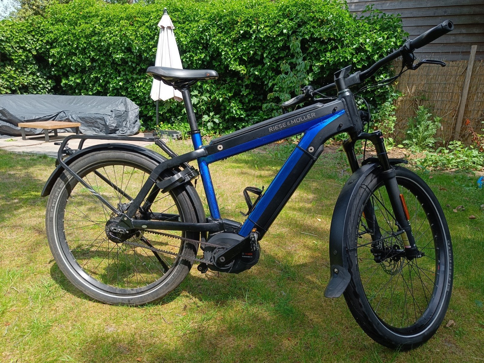 Riese & Müller supercharger speedpedelec E-14 Rohloff, Gebruikt, 51 tot 55 cm, 50 km per accu of meer, Ophalen