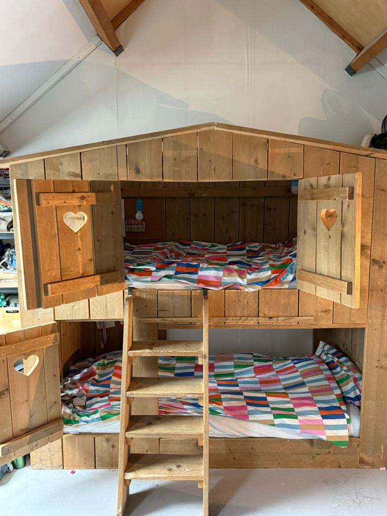 DUTCH WOOD houten stapelbed, Ophalen, Gebruikt, 90 cm, Tweepersoons