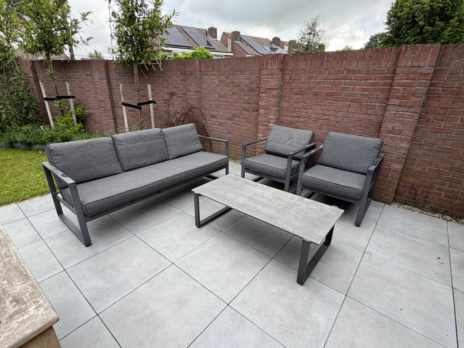 zwarte 5-persoons aluminium loungeset, Tuin en Terras, Ophalen, Aluminium