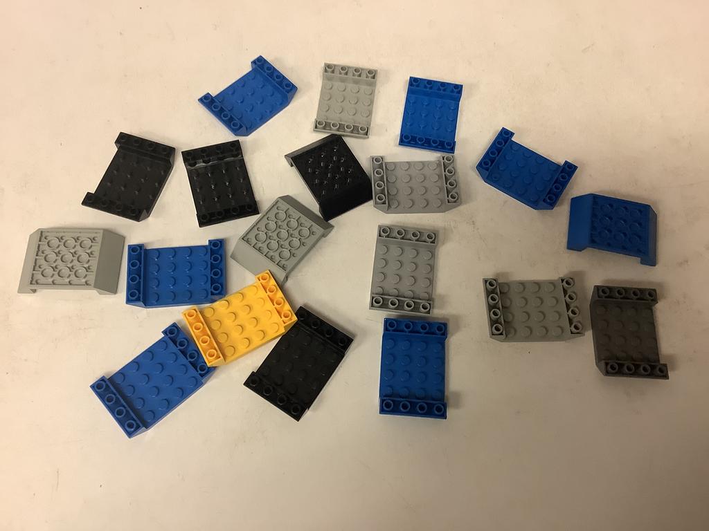 Lego dakpan omgekeerd 45 6x4 dubbel met 4x4 uitsparing (5), Ophalen of Verzenden, Gebruikt, Losse stenen, Lego