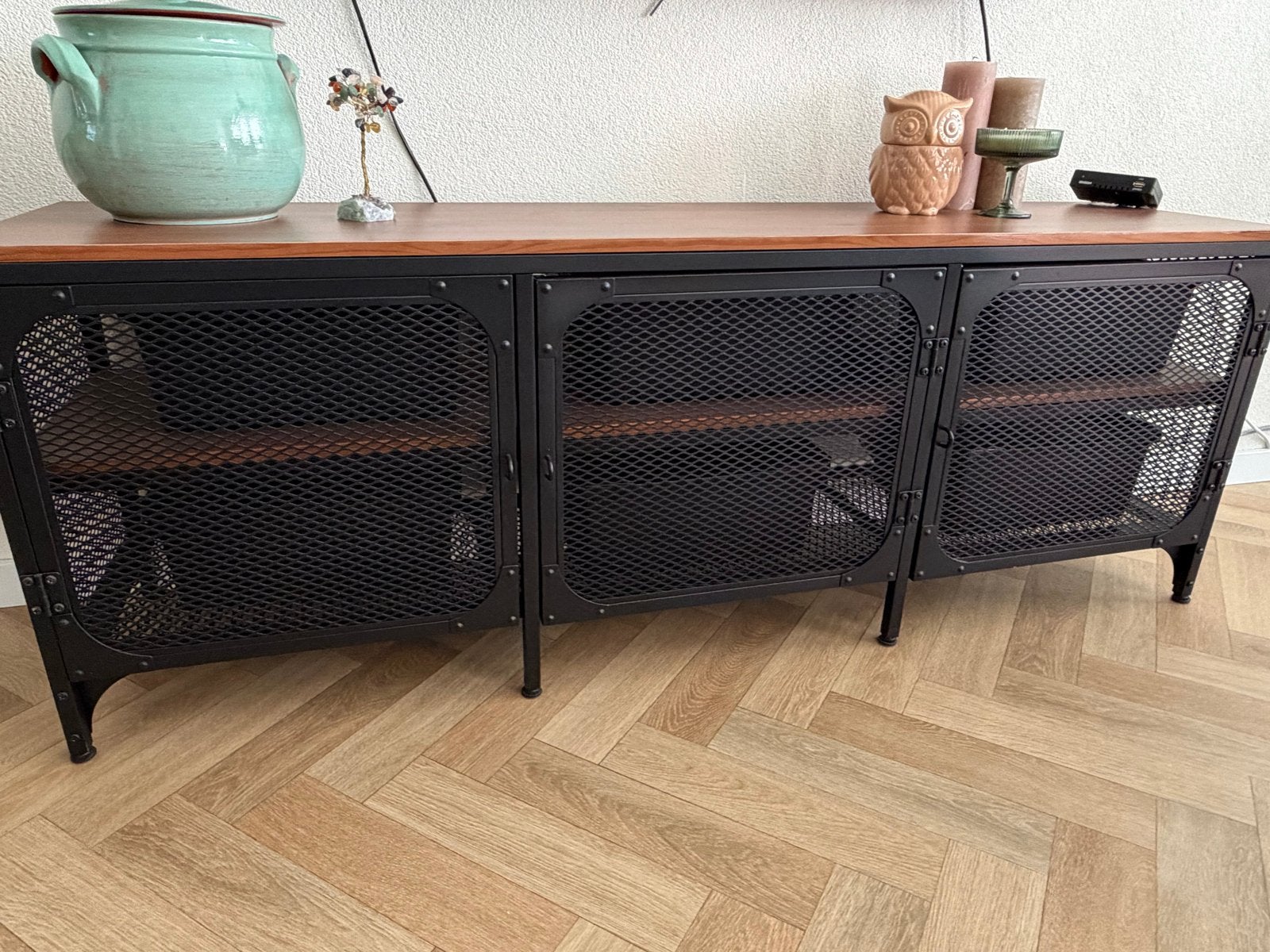 IKEA TV-meubel met industriële look, Ophalen, 100 tot 150 cm, Zo goed als nieuw, Minder dan 100 cm