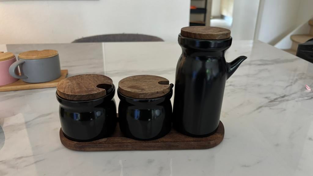 IKEA Condiment set with spoons; sugar bowls, Ophalen, Zo goed als nieuw, Rechthoekig