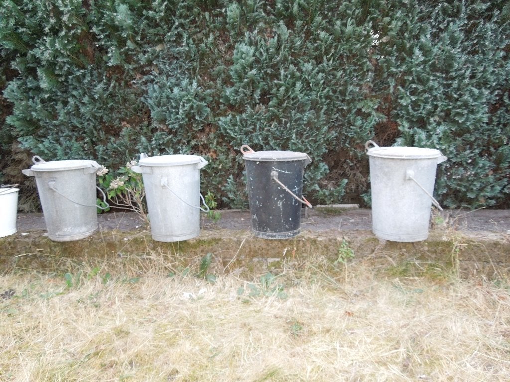 4 ijzeren pedaalemmers uit de jaren '60 - Antiek/Retro, Antiek en Kunst, Curiosa en Brocante, Ophalen