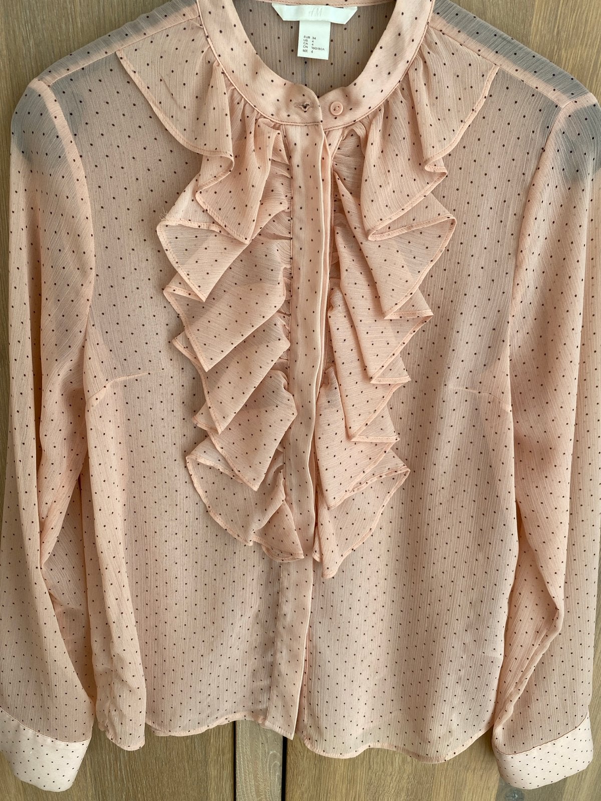 H&M Blouse met ruches en stippen - Maat 34, Kleding | Dames, Ophalen of Verzenden, Zo goed als nieuw, Maat 34 (XS) of kleiner