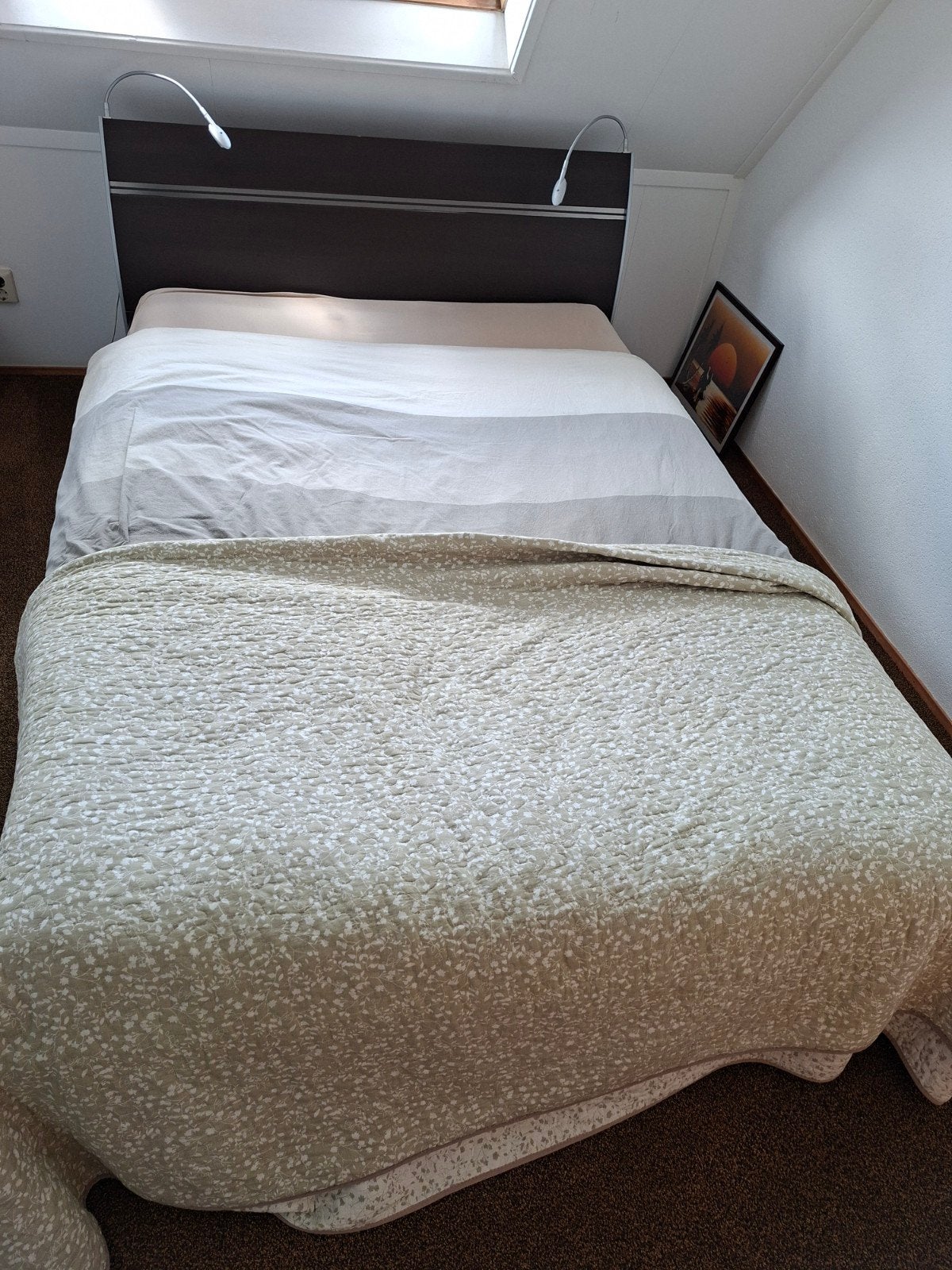 2 persoons bruin bed, Ophalen, Gebruikt, Bruin, Tweepersoons
