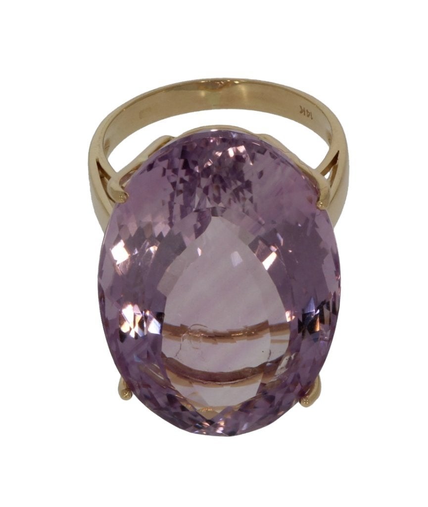 Amethist exclusieve 14k gouden dames ring edelsteen luxe, Voordeelsieraden, Ophalen of Verzenden, Zo goed als nieuw, 17 tot 18