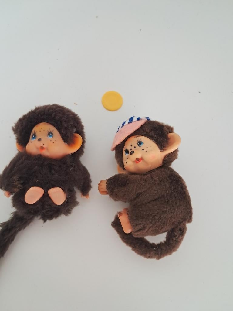 Kleine Monchhichi Apen Poppen Set - 2 Stuks, Ophalen of Verzenden, Gebruikt, Jongen of Meisje