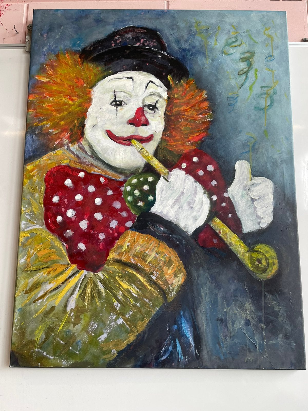 Clown schilderij, Ophalen